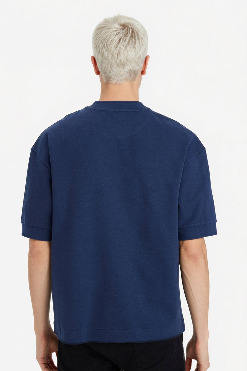 DeFacto Blue Man Breathable Loose Fit Printed T-Shirt Casual - Image 5